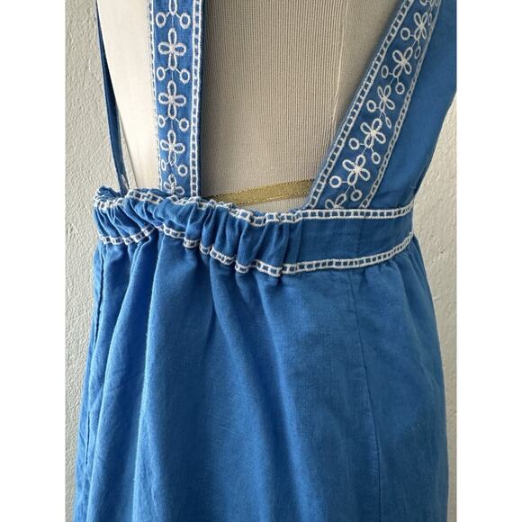 J.Crew Goddess Maxi Dress Eyelet Trim Linen Blend Lined Summer Beach Sz Med - Picture 12 of 16